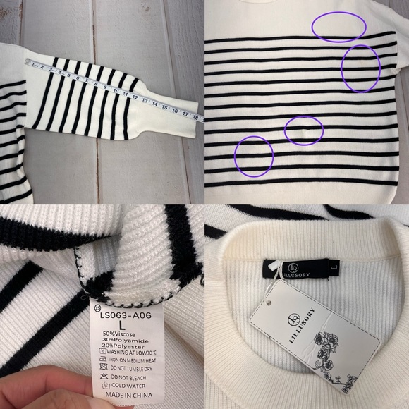 NWT Oversized Batwing Sweaters 2024 Fall Outfits Crewneck Ribbed Knit Side Slit - Picture 15 of 17